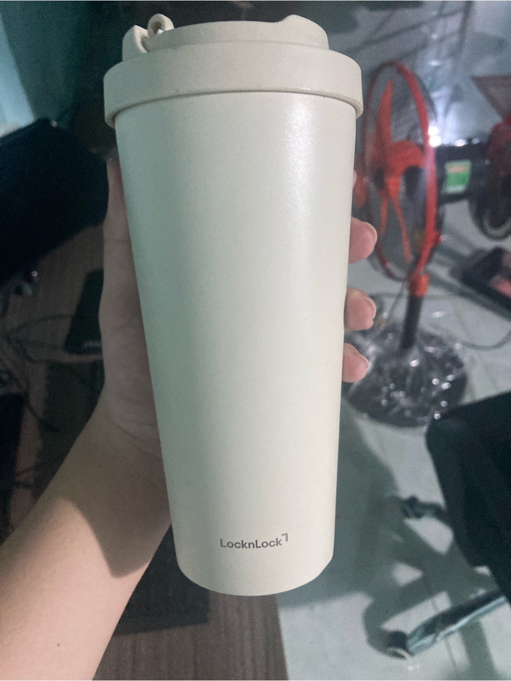 Cream Travel Tumbler with Secure Lid